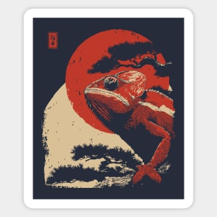 Ukiyo-e Chameleon - Japanese Retro Reptile Art Sticker